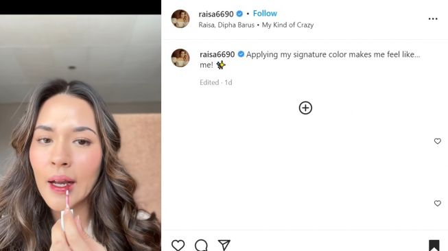Foto: Raisa Andriana Bagikan Video sedang Pakai Lipstik, Gaya Rambutnya Jadi Sorotan (instagram/raisa6690)