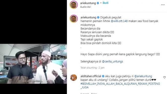 Unggahan Arie Untung [Instagram/@ariekuntung]