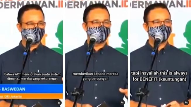 Unggahan Abu Janda mengenai video komentar Anies Baswedan soal ACT yang ternyata telah diedit dan belakangan diklaim sebagai parodi. (Instagram/@permadiaktivis2)