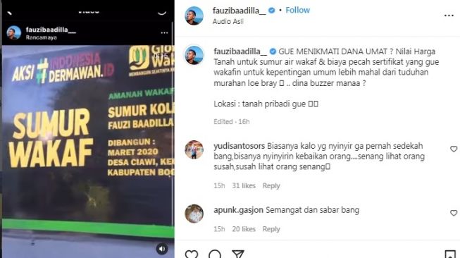 Unggahan Fauzi Baadilla [Instagram/@fauzibaadilla__]