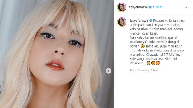 Tiru Makeup Lisa BLACKPINK, Penampilan Tasya Farasya Pakai Wig Blonde Bikin Pangling