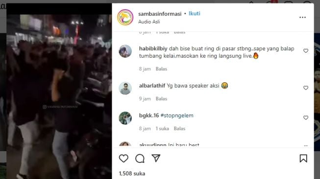 Pembalap Liar Sambas Berulah Lagi! Baku Hantam Gegara Saling Tabrak saat Malam Takbiran Idul Adha