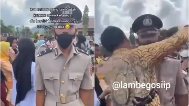 Lulus Polisi, Pria Berdiri Sejam Keluarga Tak Kunjung Datang, Berakhir Haru Cium Kaki Ibu