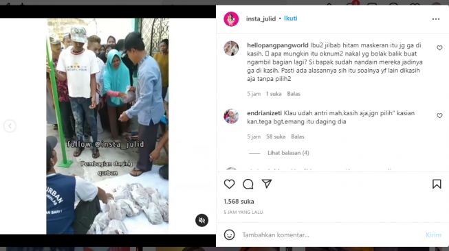 Miris! Tak Diberi Daging Kurban Padahal Ikut Antre Barisan Depan, Netizen Kritik Panitia: Jahat Banget Sih