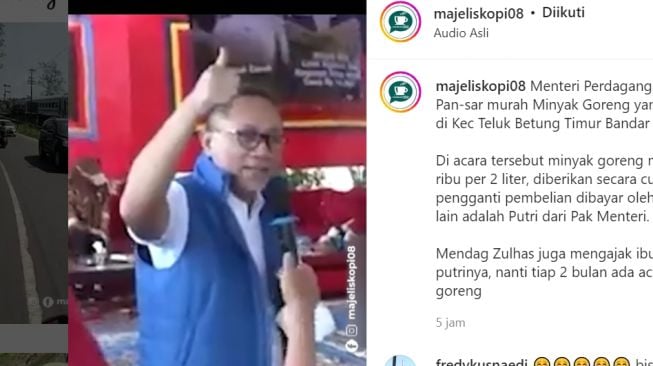 Viral Mendag Zulkifli Hasan Gratiskan Minyak Goreng Kita di Bandar Lampung: Tapi Nanti Pilih Putri Ya