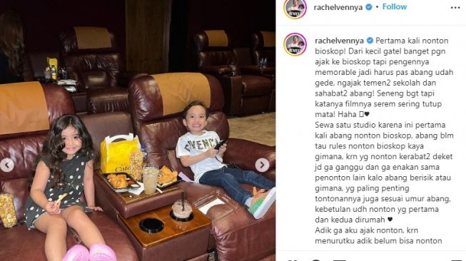 Rachel Vennya Sewa Satu Studio demi Xabiru yang Pertama Kali Nonton Bioskop