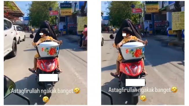 Bocah pegang panci gede di atas jok Honda Scoopy inin jadi sorotan (Instagram)