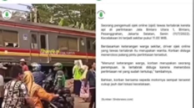 Diduga Terobos Palang Pintu, Seorang Driver Ojol Terseret Kereta Api