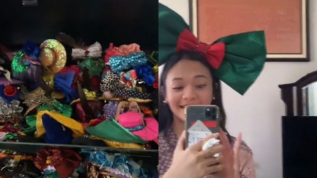 Foto: Amel Carla Bagikan Video Pamer Koleksi Bando, Total Jumlahnya Ratusan (tiktok/amelcarla)