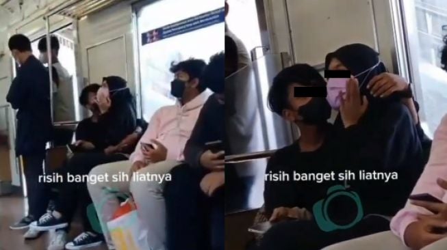 Dunia Serasa Milik Berdua, Dua Sejoli Bermesraan di Kereta saat Ramai Penumpang, Tuai Pro Kontra