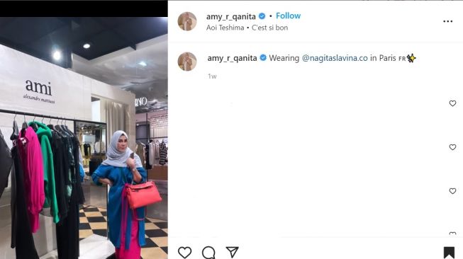 Foto: Gaya Busana Colourful Mama Ami saat Liburan ke Paris, Disebut-sebut Nini Kue (instagram/amy_r_qanita)