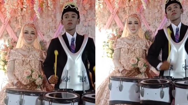 Ikut Ekskul Marching Band, Pengantin Ini Unjuk Bakat Saat Pernikahan