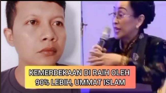 Tangkapan layar video viral Sukmawati Soekarnoputri membandingkan perjuangan Soekarno dengan Nabi Muhammad SAW. [TikTok]