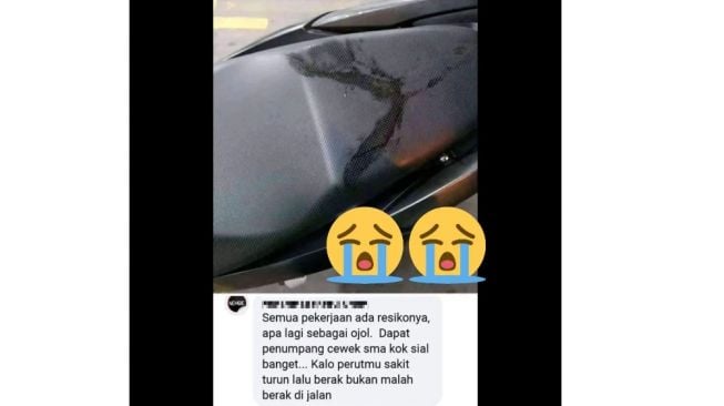 Curhat ojol mendapat nasib sial, penumpang berak di atas motor (Instagram)