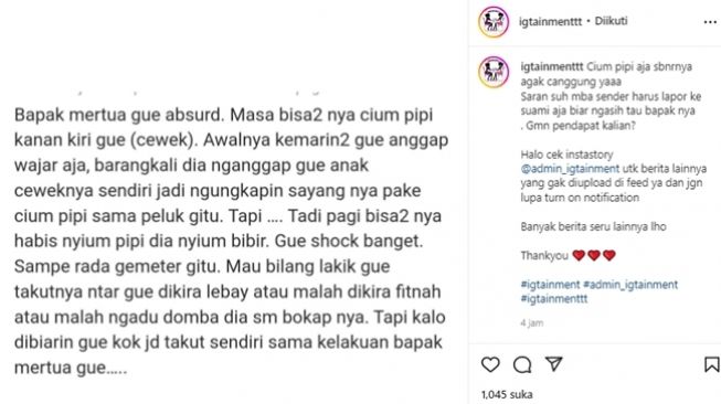 Viral Istri Resah Bapak Mertua Suka Cium Pipi dan Bibir, Kini Akui Takut Lapor Suami: Nanti Dikira Adu Domba