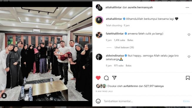 Unggah Foto Keluarga Besar, Atta Halilintar Berucap Syukur, Warganet: Seneng