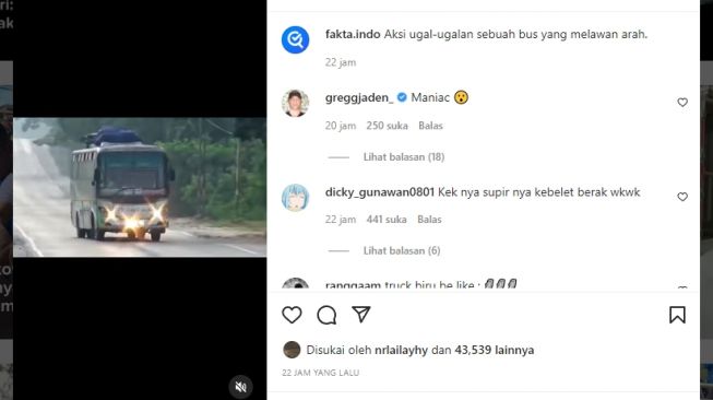 Aksi Kebut-kebutan Bus Viral di IG, Jalan Zig-zag sampai Lawan Arah: Penumpang Pasrah