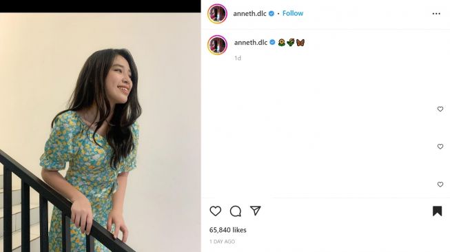 Foto: Anneth Bagikan Potret Cantik Pakai Dress Motif Floral, Anggun Banget (instagram/anneth.dlc)