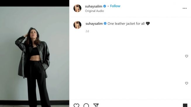 Foto: Suhay Salim Bagikan Video Mix and Match Pakai Jaket Kulit, Warganet Salfok dengan ABSnya (instagram/suhaysalim)