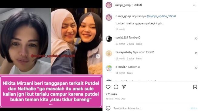 Unggahan soal Nikita Mirzani [Instagram/@rumpi_gosip]