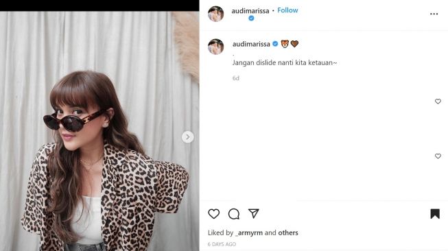 Foto: Audi Marissa Pamer Potret OOTD, Kemeja Motif Macannya Dibilang Mirip Jaket V BTS (instagram/audimarissa)