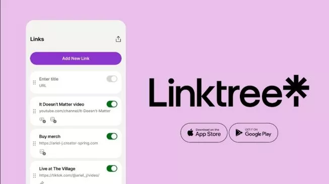 User Interface Aplikasi Linktree
