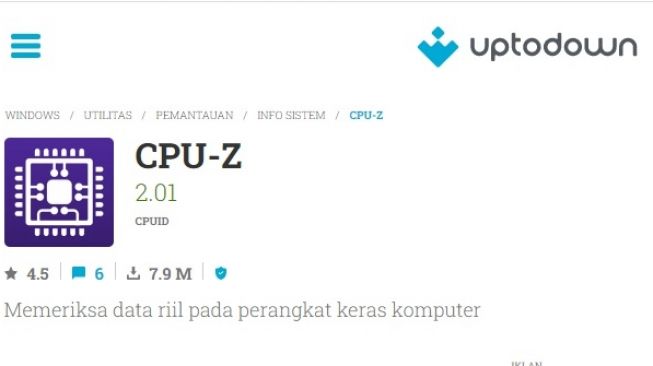 Aplikasi CPU-Z. [Updowntown]