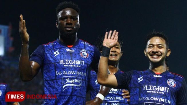 Penyerang Arema FC Abel Camara laga Final Piala Presiden 2022 leg pertama di Stadion Kanjuruhan, Malang, Kamis (14/7/2022). [Foto: Tria Adha/TIMES Indonesia]