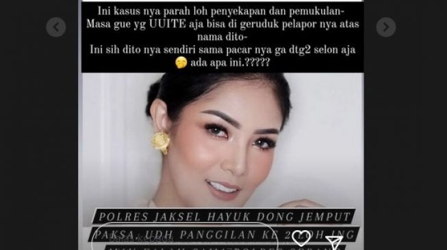 Nikita Mirzani minta kepada polisi untuk menjemput paksa Nindy Ayunda dan Dito Mahendra dalam kasus penyekapan. [Instagram]