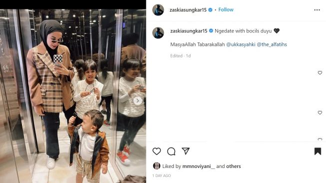 Foto: Jalan-Jalan Bareng Bocil, Begini OOTD Nuansa Coklat Zaskia Sungkar Bareng Anak dan Ponakan (instagram/zaskiasungkar15)