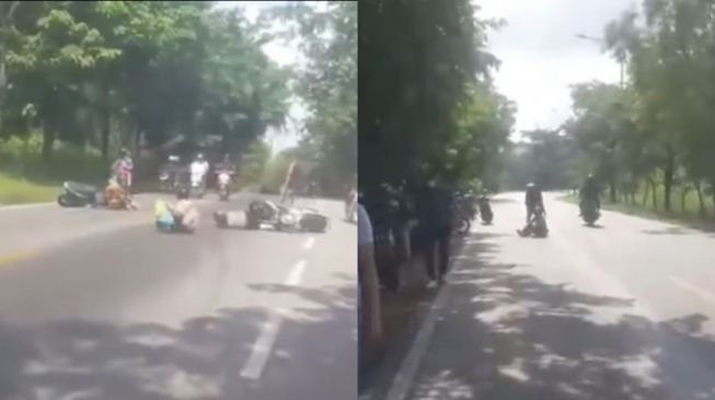 Solar Tumpah di Jalan Raya, Akibatkan Sejumlah Pengendara Sepeda Motor Terjatuh