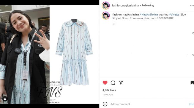 Foto: Jadi CEO Es Teh Indonesia, Nagita Slavina Tampil Cantik Pakai Dress Biru (instagram/fashion_nagitaslavina)