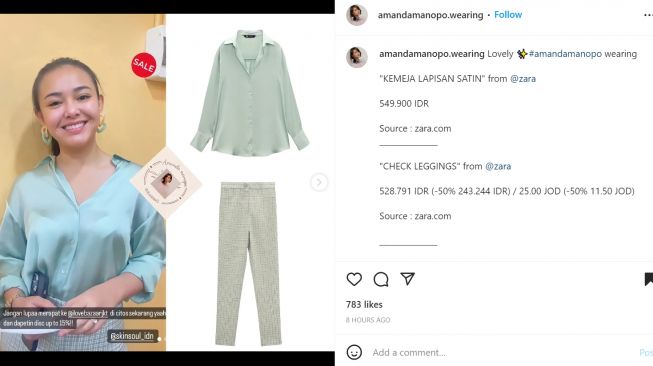 Foto: Amanda Manopo Pakai Busana Suit Satin Harga Ratusan, Warganet: Selalu Terlihat Mahal dan Mewah (instagram/amandamanopo.wearing)