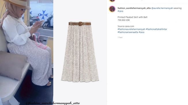 Harga rok Aurel saat liburan (instagram/fashion_aureliehermansyah_atta)