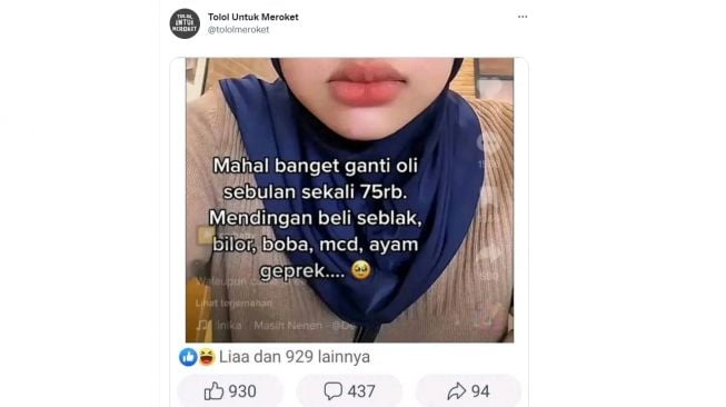 Curhat Pemotor Wanita Lebih Pilih Seblak Dibanding Ganti Oli Mesin, Publik Heran dengan Pemikirannya