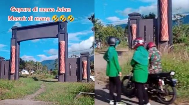 Viral Gapura Unik Tak Sinkron dengan Jalan Bikin Bingung, Mana yang Benar?