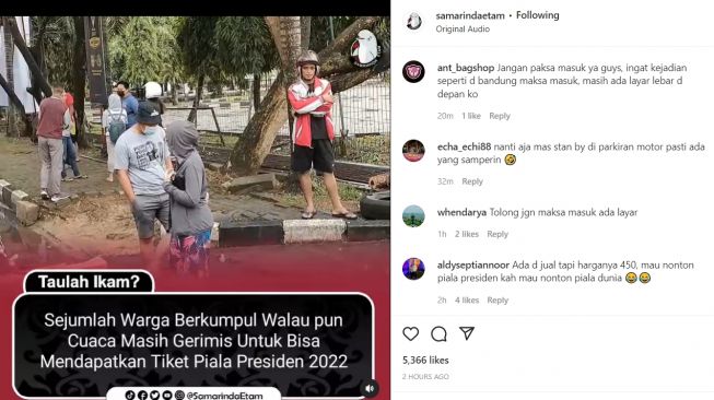 Viral Warga Tak Kebagian Tiket Final Piala Presiden Ngotot Menunggu di Stadion Segiri, Netizen: Jangan Maksa Masuk!!!