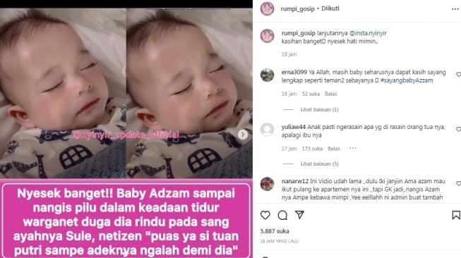 Unggahan soal anak Sule dan Nathalie Holscher. [Instagram/@rumpi_gosip]