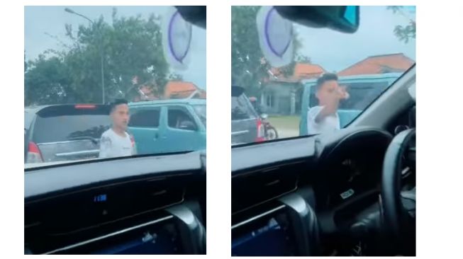 Viral Pria Acungkan Jari Tengah ke Pemobil, Nyali Ciut ketika Sopir Buka Kaca Mobil