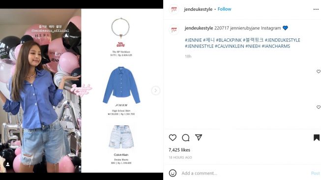 Foto: Dapat Surprise dari Brand Lipstick, Begini Detail OOTD Simpel ala Jennie BLACKPINK (instagram/jendeukestyle)