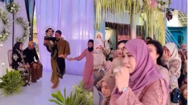 Kecelakaan Sebelum Hari-H, Mempelai Pria Gendong Pengantin Wanita saat Pernikahan Buat Tamu Nangis Terharu