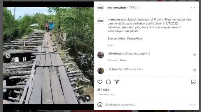 Ngeri! Penampakan Jembatan Rusak Parah Viral di IG, Warganet Bandingkan dengan Shiratal Mustaqim