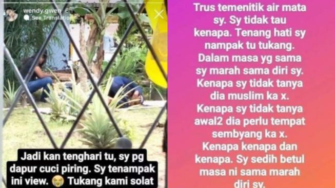 Tak Tega Melihat Pekerja Bangunan Salat Kepanasan, Seorang Wanita Desak Suaminya Melakukan Hal Ini