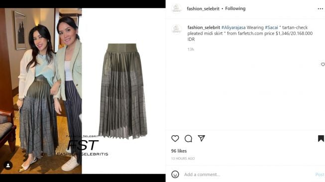 Foto: Ketemu Sahabat Lama, Aliya Rajasa Tampil Anggun Pakai Rok Plisket Harga Puluhan Juta (instagram/fashion_selebrit)