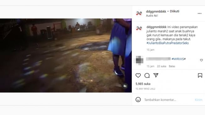 Beredar video diduga Julianto Eka Putra terdakwa pelecehan seksual di SMA Selamat Pagi Indonesia (SPI) marah-marah ke anak buah. (Instagram/@ddggmmbbkk)