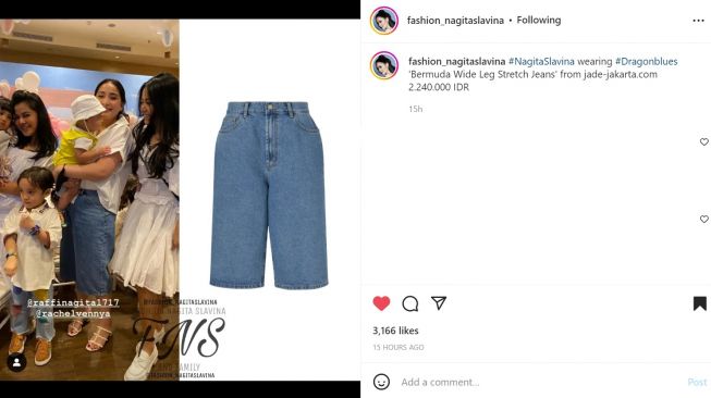 Foto: Hadir ke Acara Ulang Tahun Anak Tasya Farasya, Begini Gaya Kasual Nagita Slavina Pakai Celana Jeans Pendek (instagram/fashion_nagitaslavina)