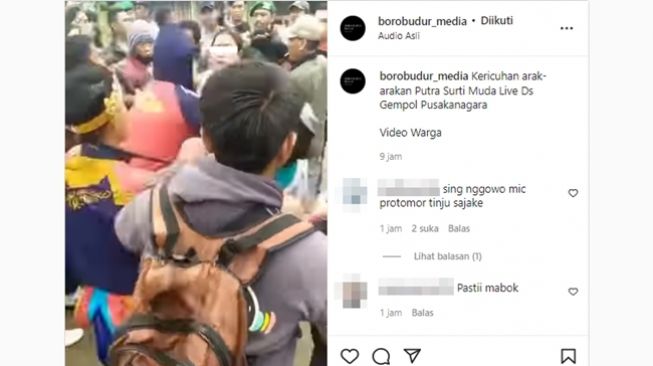 Arak-arakan di Subang berujung ricuh, aksi provokasi MC menjadi sorotan warganet. (Instagram/@borobudur_media)