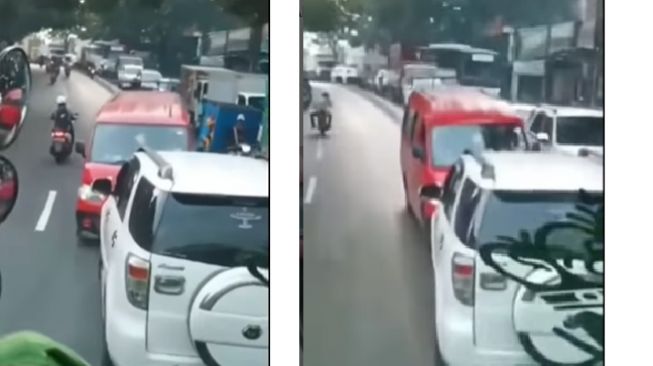 Sopir Toyota Rush ikin jera angkot yang lawan arah di jalan (Instagram)