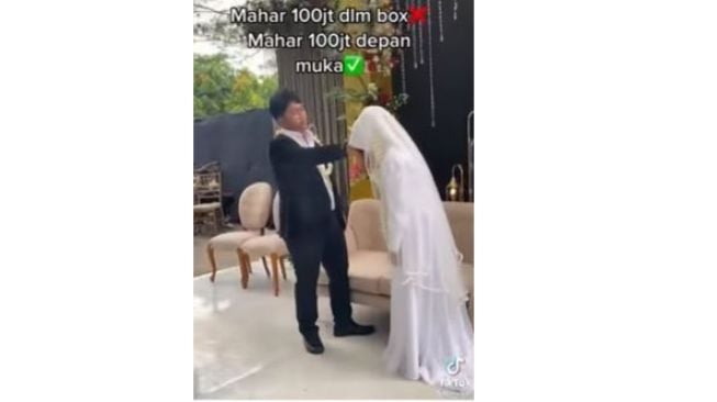 Pengantin Pria Lempar Mahar Uang Rp 100 Juta ke Istrinya, Bikin Warganet Emosi