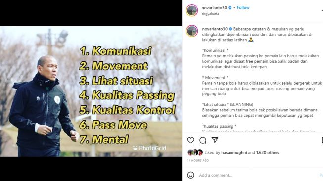 Nova Arianto bagikan evaluasi untuk timnas Indonesia. (Instagram/novarianto30)